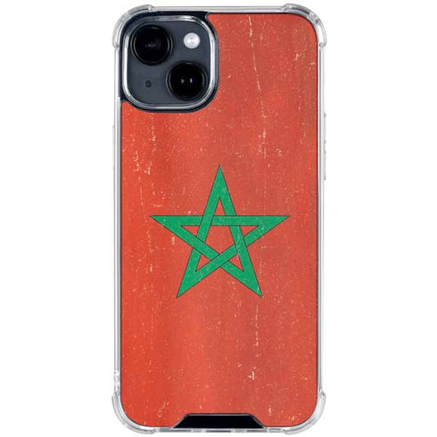 Morocco Flag Distressed iPhone 15 Clear Case